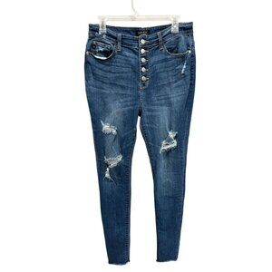 Judy Blue Women's/Junior's Size 13 Distressed Skinny Fit Blue Denim Jeans